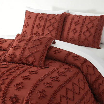 Set de Edredón Textura 3D Jacquard Fossil Ladrillo