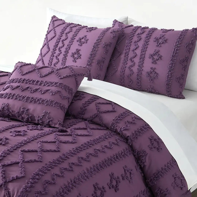 Set de Edredón Textura 3D Jacquard Fossil Lavanda