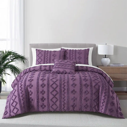 Set de Edredón Textura 3D Jacquard Fossil Lavanda