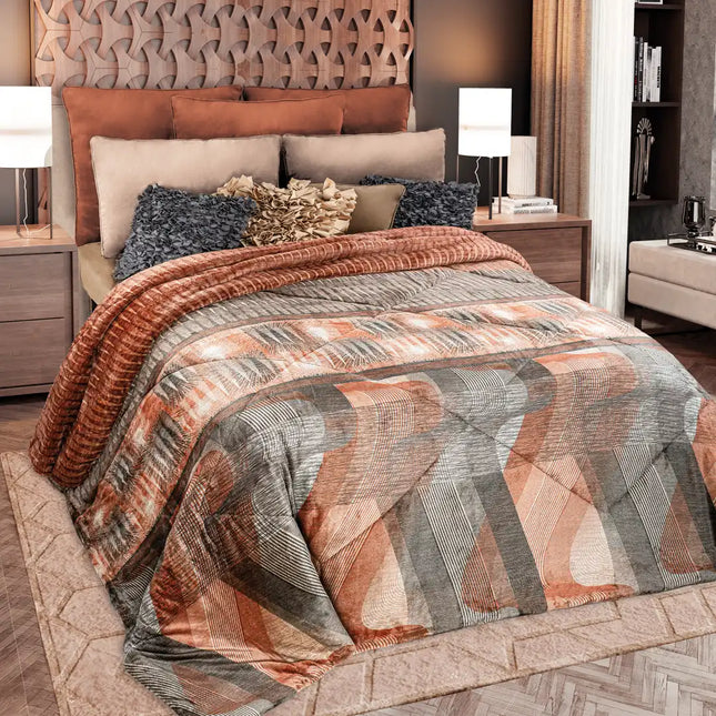 Imagen del producto Edre-Cobertor Nuvó Abstracto Canela de Regina, con diseño premium y detalles descriptivos