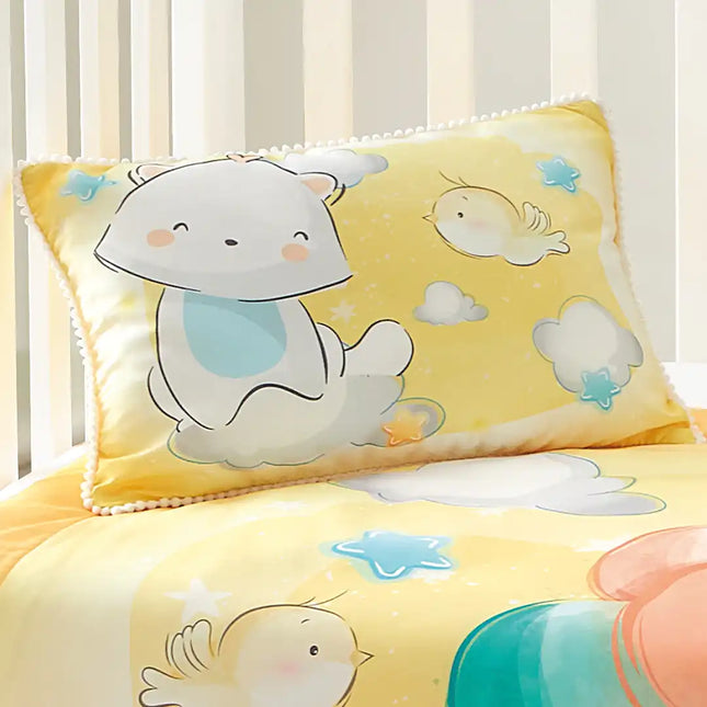 Set de Edredón y Almohadita Elefantito Volador Vainilla
