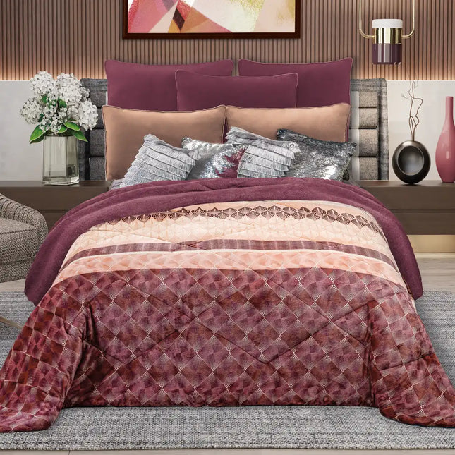 Imagen del producto Edre-Cobertor Nuvó Espiral Durazno de Regina, con diseño premium y detalles descriptivos