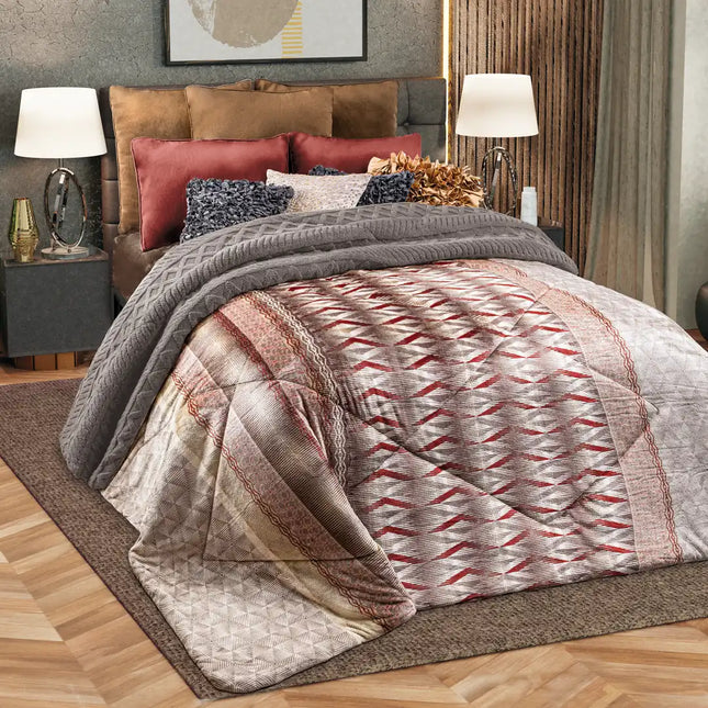 Imagen del producto Edre-Cobertor Nuvó Sabatino Nuez con Reverso de Jacquard de Regina, con diseño premium y detalles descriptivos