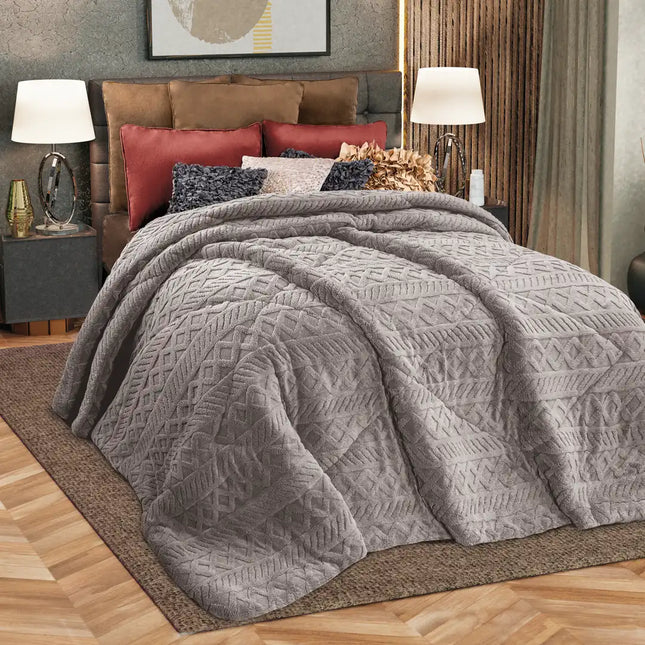 Edre-Cobertor Nuvó Sabatino Nuez con Reverso de Jacquard